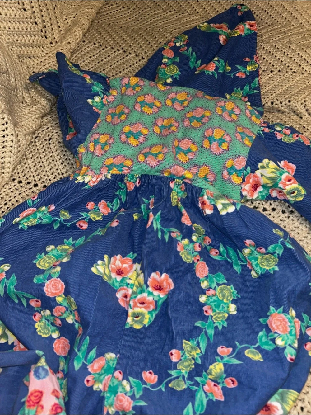 Vintage floral corduroy romper